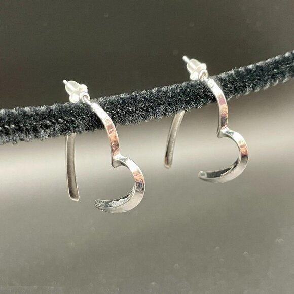 Two Piece Heart Hoop Earrings #1248 - Picture 6 of 7